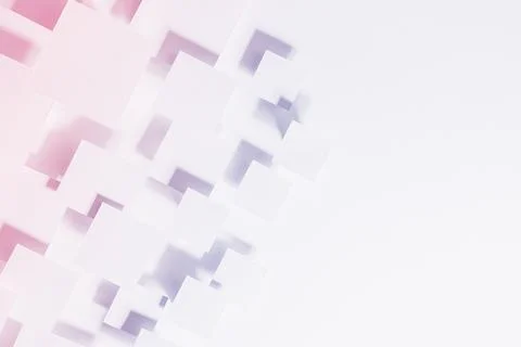 Geometric pattern with  flying squares in trendy color - very peri, pink, whi Stock Illustration