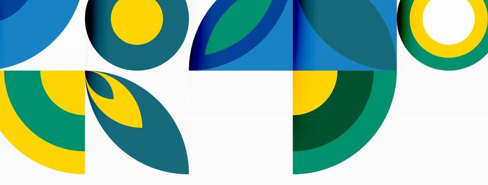 Geometric pattern in Font Art blue, yellow, green on white background Stockillustratie