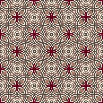 Geometric Pattern - Four-Petal Flower (Brown, Mocha Mousse, Cream, Beige, Wine) Stock Illustration