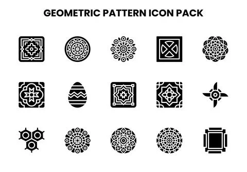 Geometric Pattern Glyph Bundle Icons Pack Stock Illustration