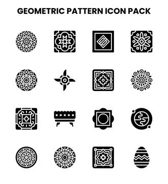 Geometric Pattern Glyph Graphics Icons Pack Illustrazione stock