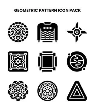 Geometric Pattern Glyph Graphics Icons Pack Stock Illustration