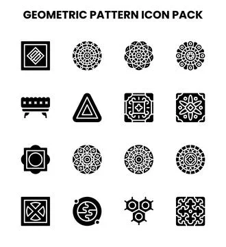 Geometric Pattern Glyph Graphics Icons Pack 스톡 일러스트