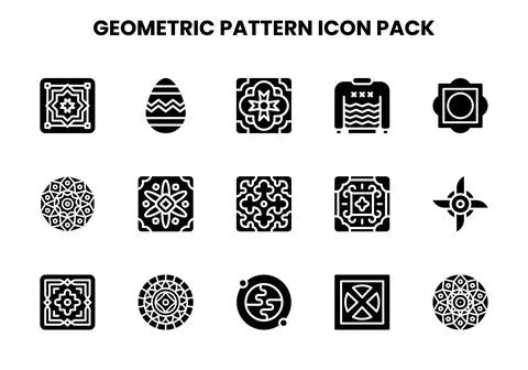 Geometric Pattern Glyph Icons Pack Stock Illustration