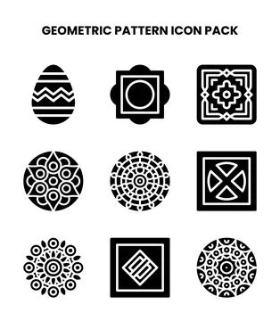 Geometric Pattern Glyph Icons Pack Stock Illustration