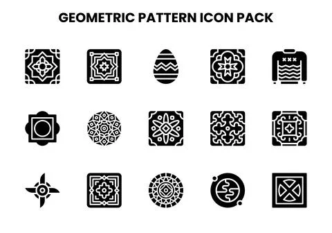Geometric Pattern Glyph Set Icons Pack Illustrazione stock