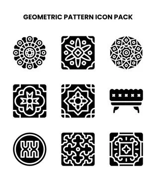 Geometric Pattern Glyph UI Icons Pack Stockillustratie