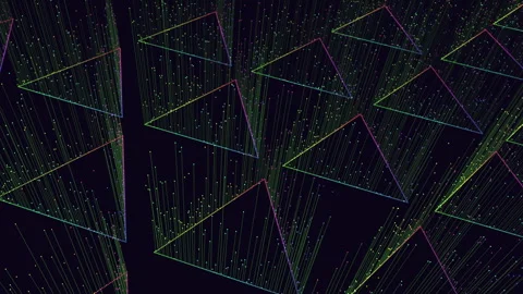 Geometric pattern green and blue lines with purple and pink triangles Stock Footage 292943647