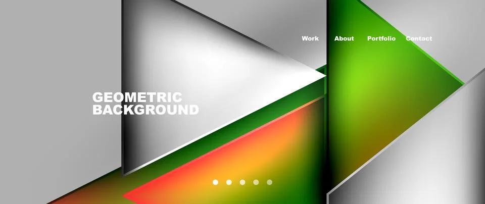 Geometric pattern of green and red triangles on gray background Stock Illustration