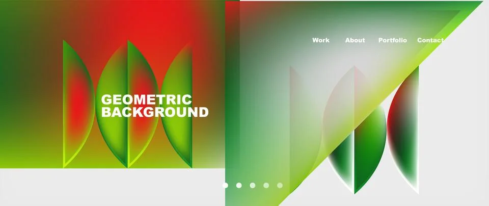 Geometric pattern of green and red triangles on white background Stock Illustration