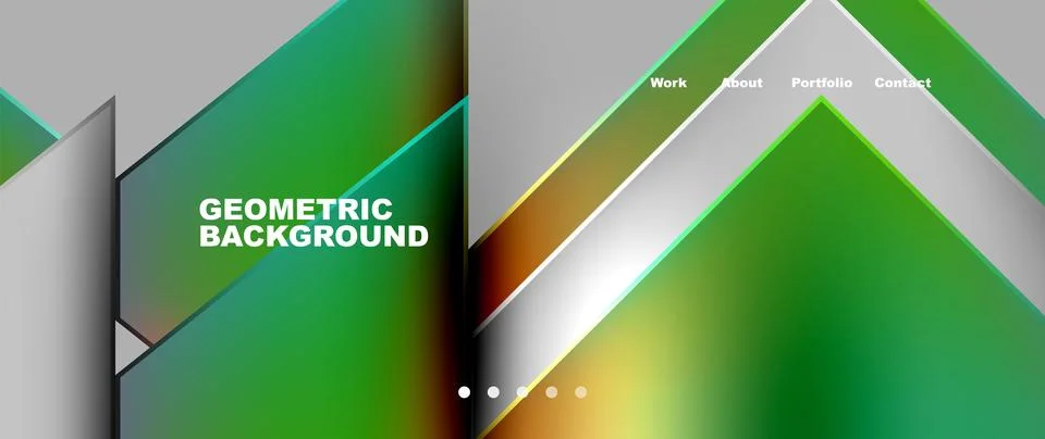 Geometric pattern of green and white triangles on gray background Stock Illustration