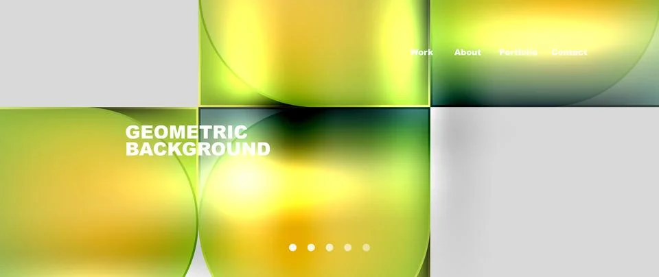 Geometric pattern with green and yellow squares on a fluid gray background Stock Illustration