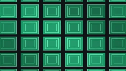 Geometric pattern with green squares on black background Stock Footage 338288880