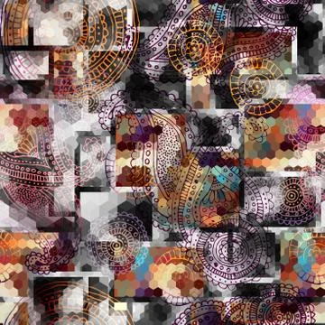 Geometric pattern with grunge effect. Stock Illustration