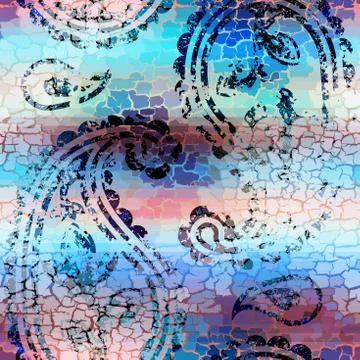 Geometric pattern with grunge effect. Illustrazione stock