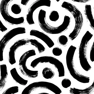 Geometric pattern with half grunge black circles. Stock Illustration