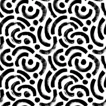Geometric pattern with half grunge black circles. Stock Illustration