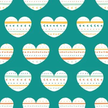 Geometric pattern hearts , stripes and geometric shapes. Vector seamless pattern Stock Illustration