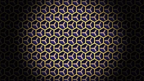 Geometric pattern with hexagons and gold accents on dark Stock Footage 338318566