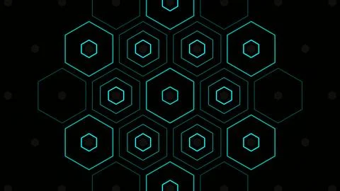 Geometric pattern with hexagons and lines on a dark background Illustrazione stock