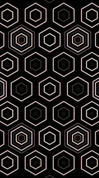 Geometric pattern of hexagons on black background Stock Illustration