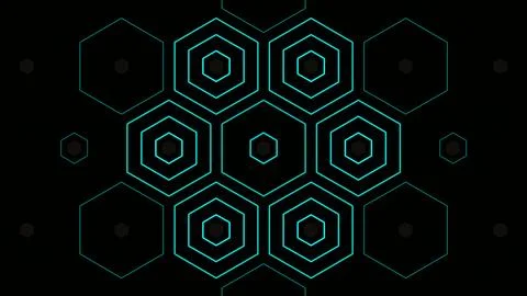 Geometric pattern with hexagons on a black background Illustrazione stock