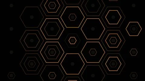 Geometric pattern of hexagons with a dark background and gold lines Stock Illustration