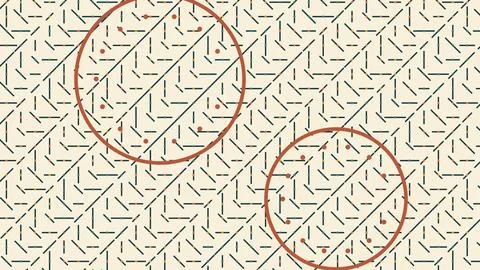 Geometric pattern with highlighted circular areas on abstract line design b.. 库存插图