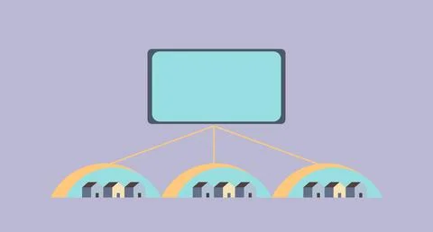 Geometric Pattern of house connected to tablet via internet on purple イラスト素材
