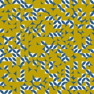 Geometric pattern illustration featuring blue and gold abstract shapes layo.. Stock Illustration