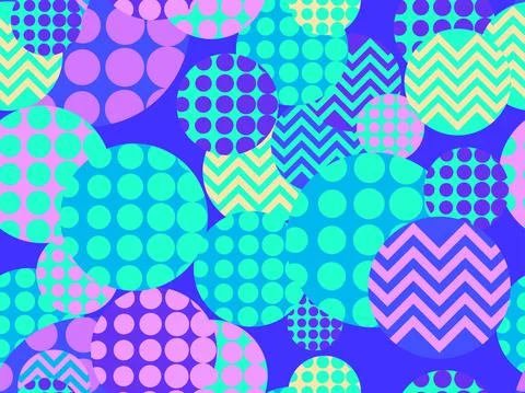 Geometric pattern inside circles seamless pattern in the style of the 80s. Ge Stock-Illustration