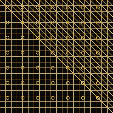 Geometric pattern with interconnected triangles and circles on grid backgroun Stock Illustration