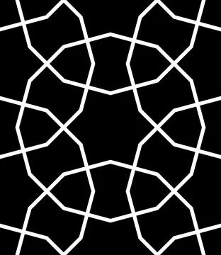 Geometric pattern with interconnecting white lines against a black background. Illustrazione stock