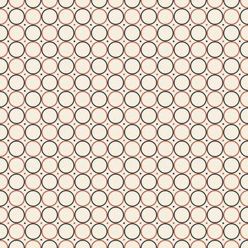 Geometric pattern of interlocking circles with red outlines on white backgrou Stock Illustration