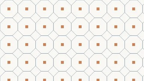 Geometric pattern of interlocking hexagons with small square accents Stock Illustration