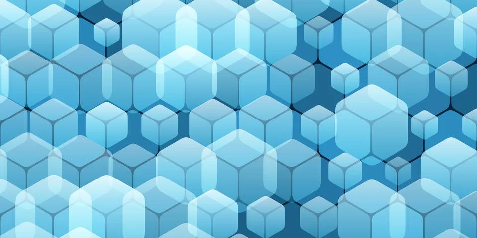 A geometric pattern of intersecting transparent cubes of various random siz.. Stock Illustration