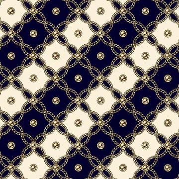 Geometric pattern with intertwined gold chains Stock Illustration