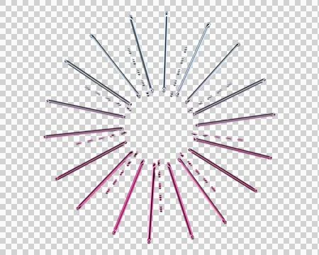 Geometric pattern with intertwined ribbons in purple and silver on dark Illustrazione stock
