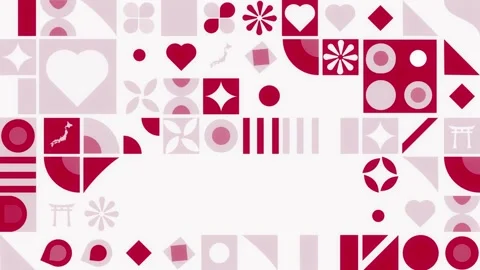 Geometric Pattern With Japan Colors And Ornoments Loop Background Stock Footage 319537785