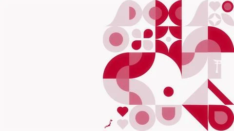 Geometric Pattern With Japan Flag ColorsBackground PNG Stock Illustration