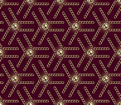 Geometric pattern with jewelry chains, beads Stock Illustration