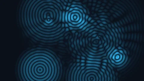 Geometric pattern with layered blue circles on a dark Stock Footage 338224567