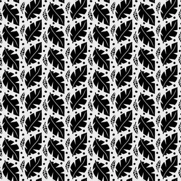 Geometric Pattern - Leaves (Black, White) Stock Illustration
