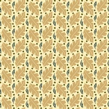 Geometric Pattern - Leaves (Cream, Beige, Dark Green) Stock Illustration