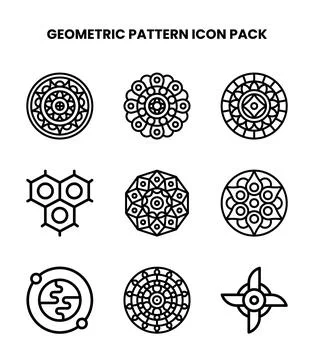 Geometric Pattern Line Graphics Icons Pack Illustrazione stock