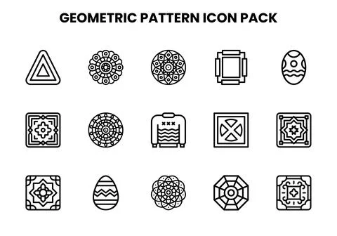 Geometric Pattern Line UI Icons Pack 스톡 일러스트