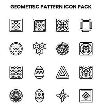 Geometric Pattern Line Vector Icons Pack 库存插图