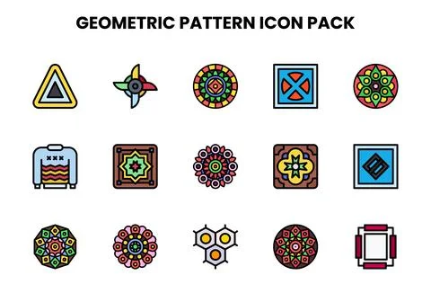 Geometric Pattern Lineal Color Set Icons Pack イラスト素材