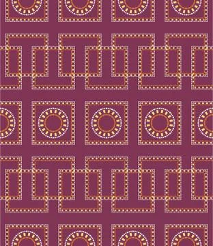 Geometric pattern of lines of simple shapes on a red background. イラスト素材