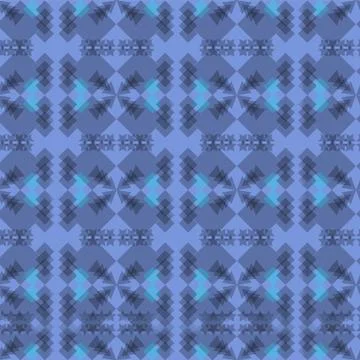 Geometric pattern of lines of simple shapes on a blue background. For fabric, Illustrazione stock